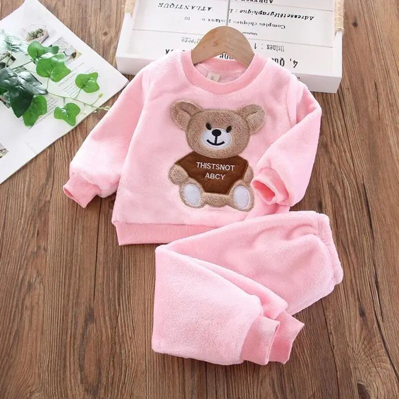 Baby Kids 3-Piece Fleece Outfit – Hooded Coat, Top & Pants Set (12M–4T)