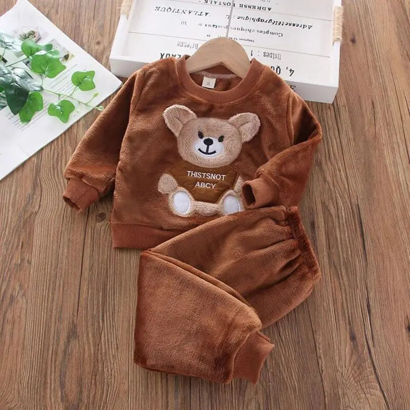 Baby Kids 3-Piece Fleece Outfit – Hooded Coat, Top & Pants Set (12M–4T)