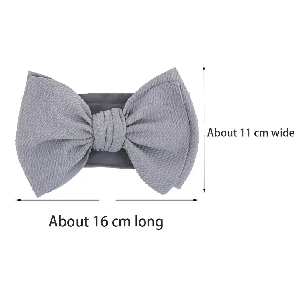 Baby Girl Big Bow Headband – Elastic Nylon Turban Headwrap (Newborn–3Y)