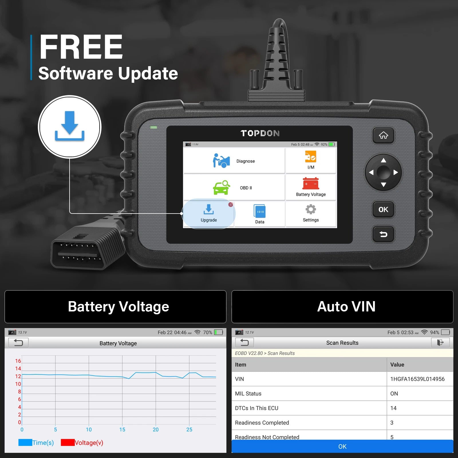 Topdon ArtiDiag500 | Full OBD2 Diagnostic Scanner - Engine, ABS, SRS & Transmission