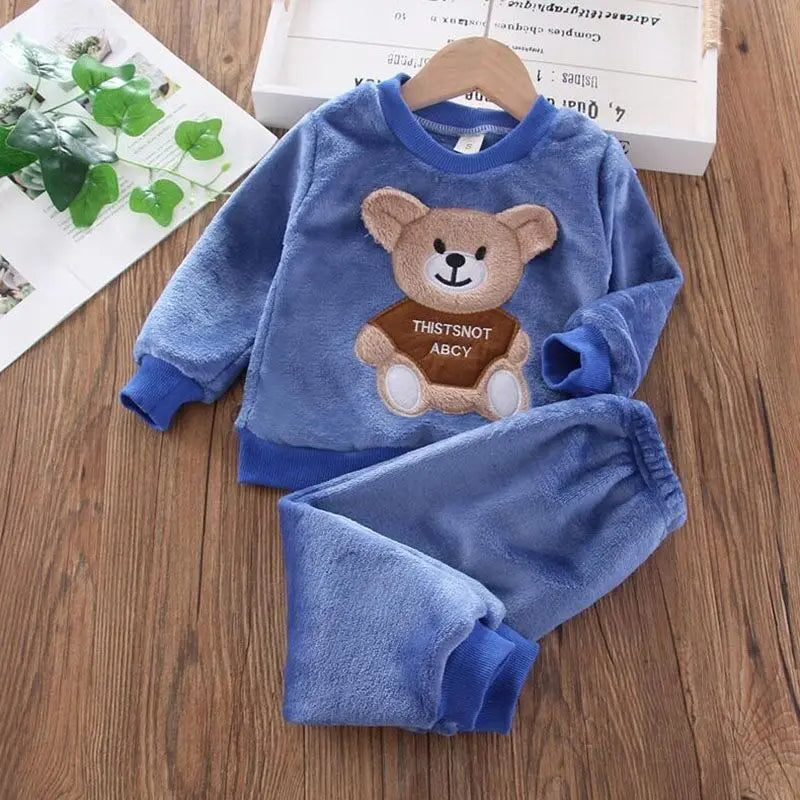 Baby Kids 3-Piece Fleece Outfit – Hooded Coat, Top & Pants Set (12M–4T)