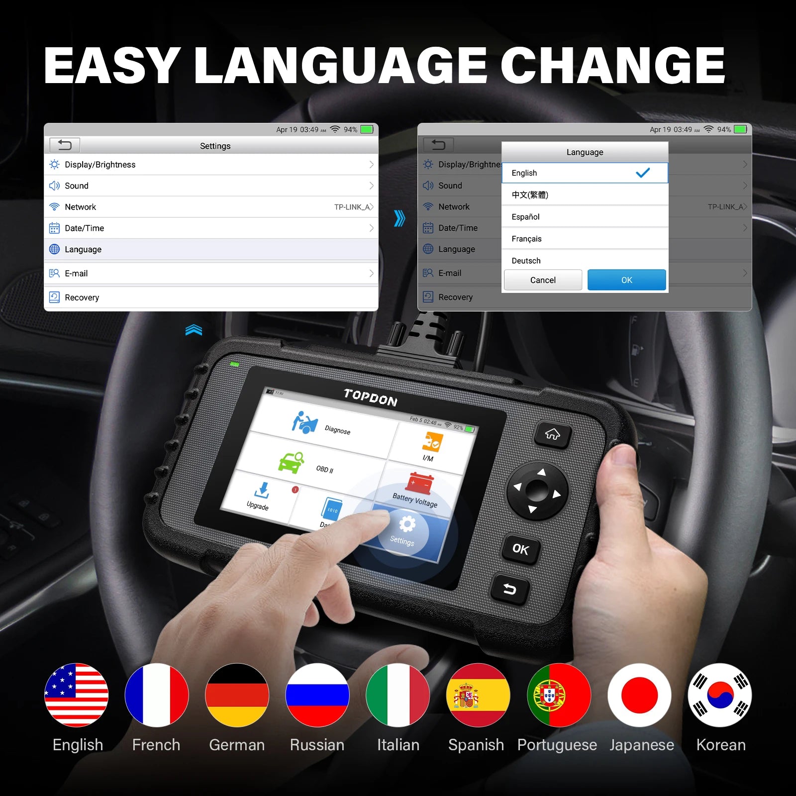 Topdon ArtiDiag500 | Full OBD2 Diagnostic Scanner - Engine, ABS, SRS & Transmission