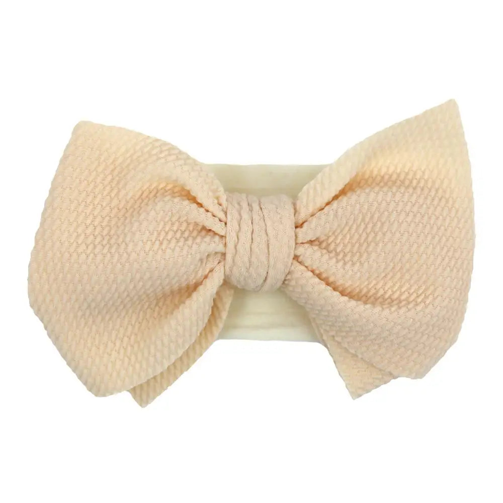 Baby Girl Big Bow Headband – Elastic Nylon Turban Headwrap (Newborn–3Y)