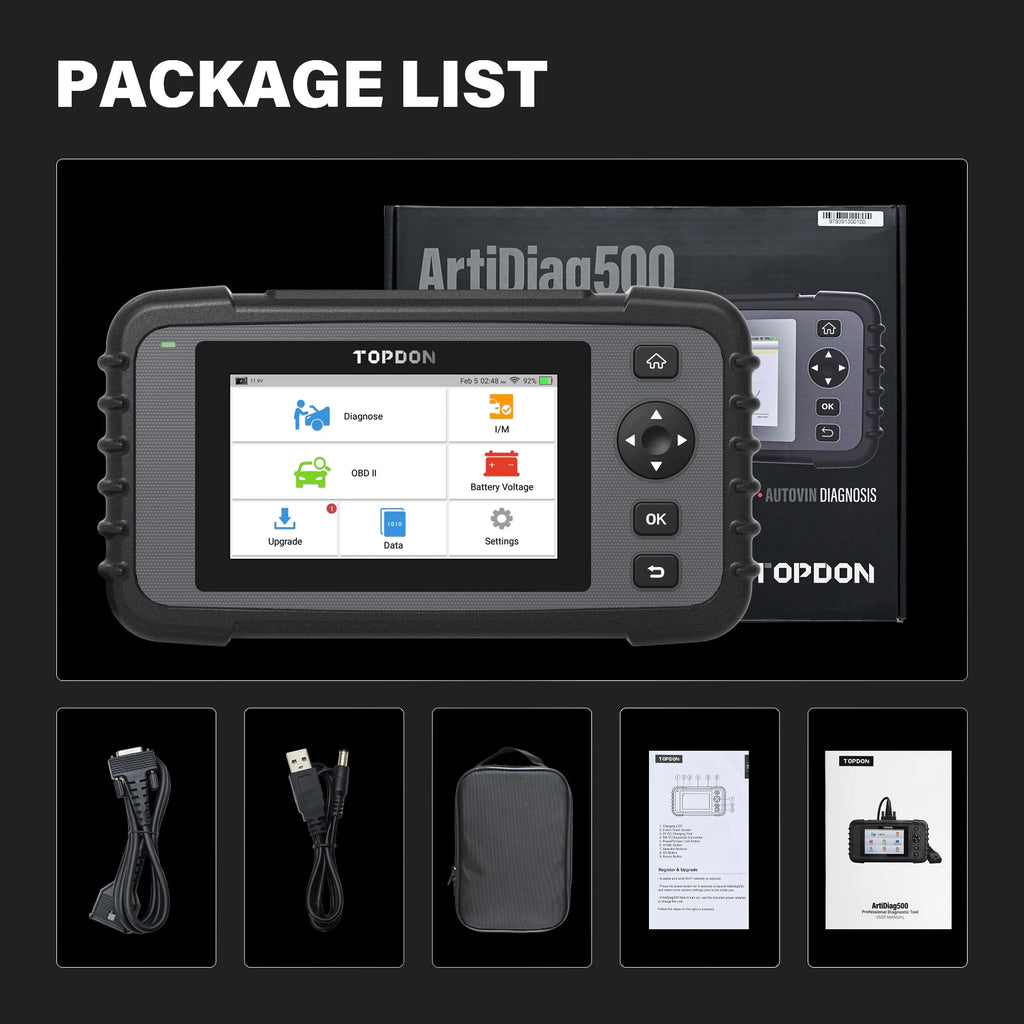 Topdon ArtiDiag500 | Full OBD2 Diagnostic Scanner - Engine, ABS, SRS & Transmission