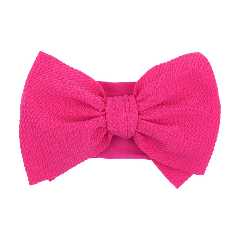 Baby Girl Big Bow Headband – Elastic Nylon Turban Headwrap (Newborn–3Y)