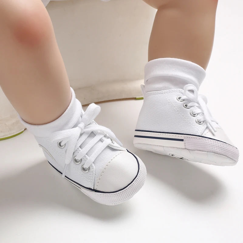 Baby Canvas Sneakers – Star Print Anti-Slip First Walkers (0–18M)