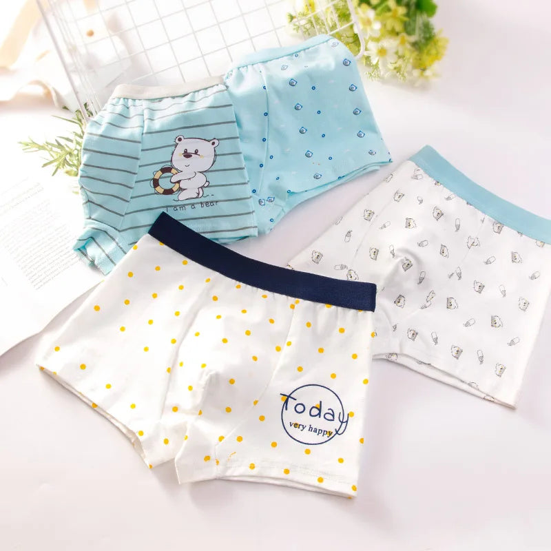 Boys' Cotton Boxer Briefs 4-Pack – Cartoon Print Kids Underwear (Ages 2–14)