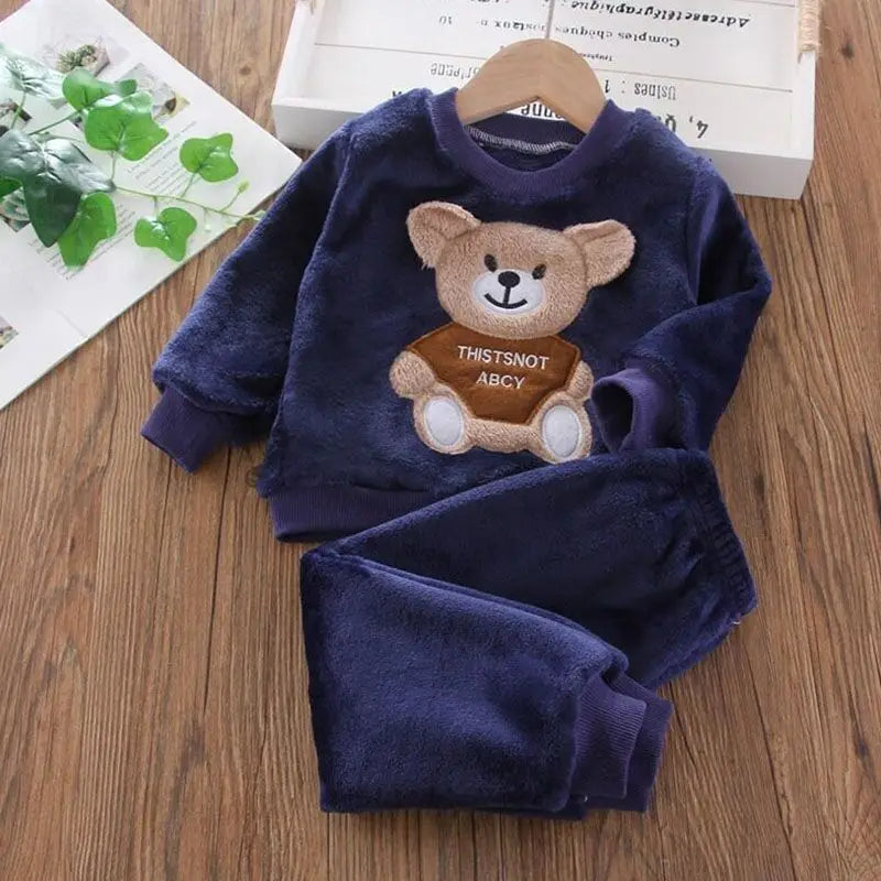 Baby Kids 3-Piece Fleece Outfit – Hooded Coat, Top & Pants Set (12M–4T)