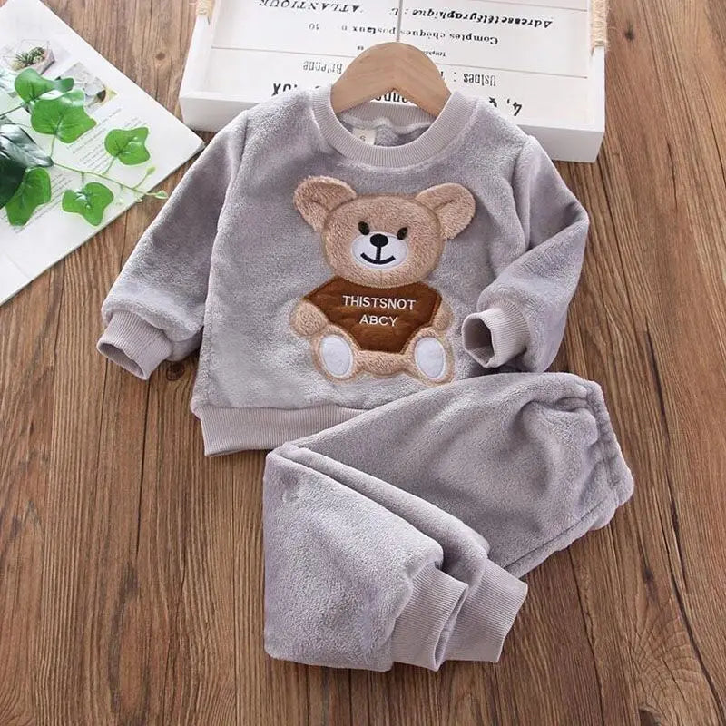 Baby Kids 3-Piece Fleece Outfit – Hooded Coat, Top & Pants Set (12M–4T)