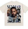 JR Neymar Cotton Men's Tshirt Football Portrait Jersey Commemorative Shirt Summer Unisex Oversized Short Sleeve Shirts