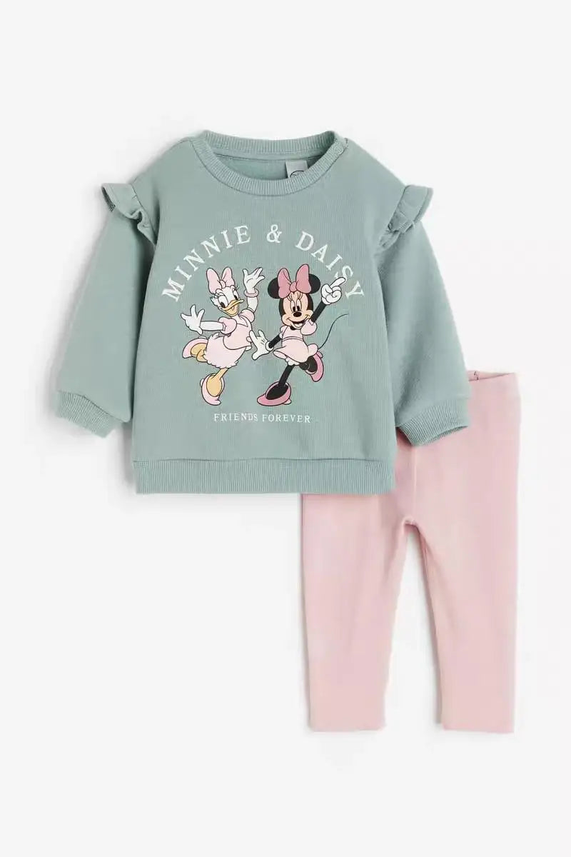 Girls Autumn Costume Suits Cute Sweatshirt Cartoon Long Sleeve Tops Sweatpants Two Piece Children New Casual Loose Tracksuits