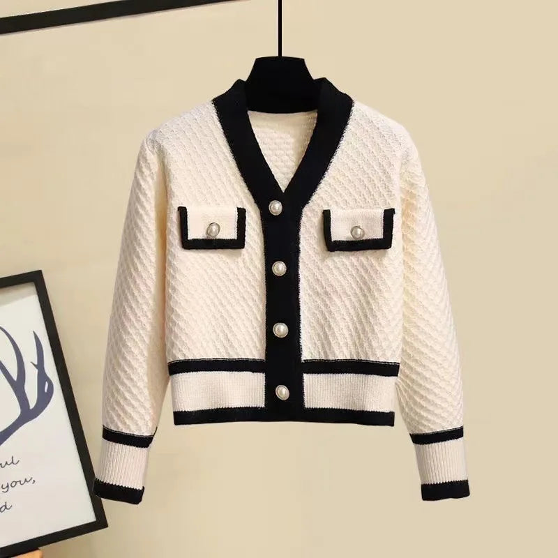 Women’s Korean Knit Cardigan – Loose Long Sleeve Vintage Sweater Coat
