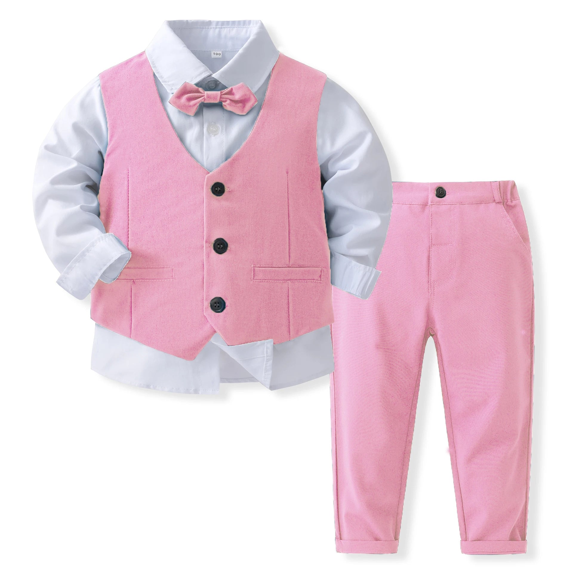 Boys' Formal Outfit – Cotton Vest Suit Set for Birthday, Party & Wedding (1–6Y)