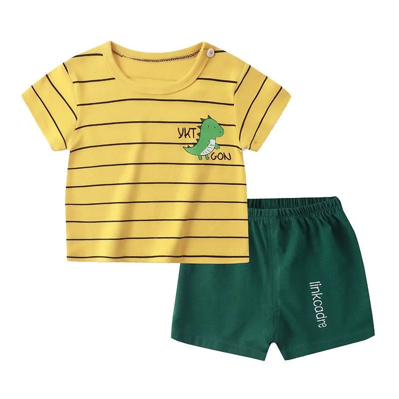 Kids' Cartoon T-Shirt & Shorts Set – Summer 2-Piece Outfit, Unisex (0–6Y)