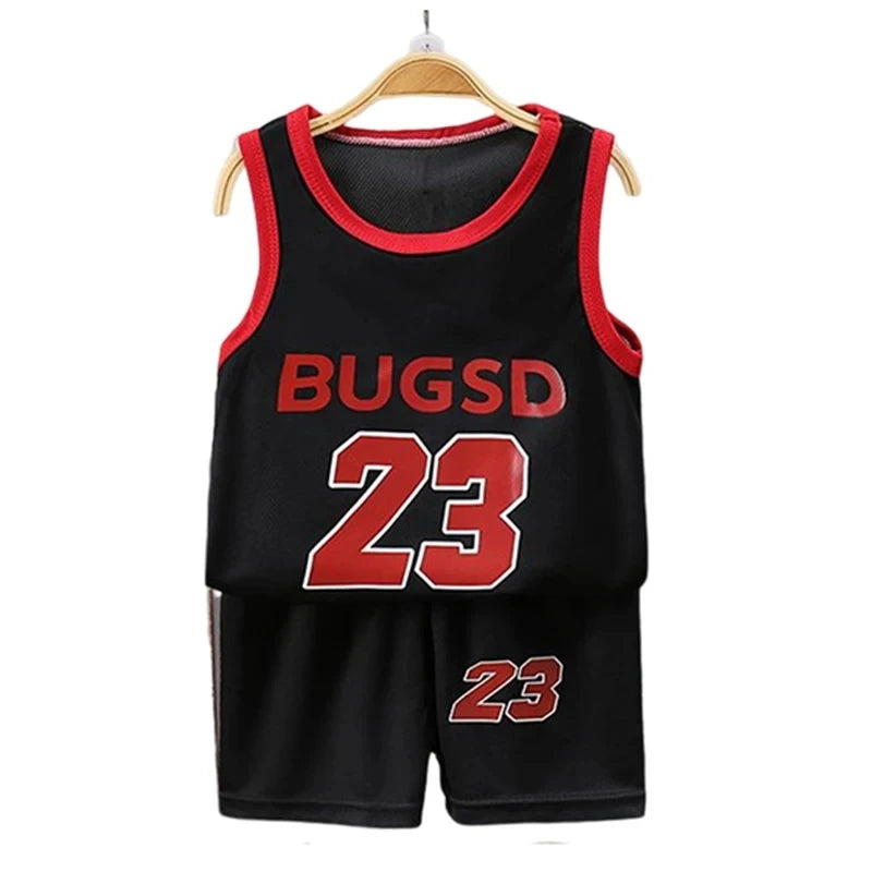 Kids' Summer Sports Set – Sleeveless Tank Top & Quick-Dry Shorts, Basketball Style
