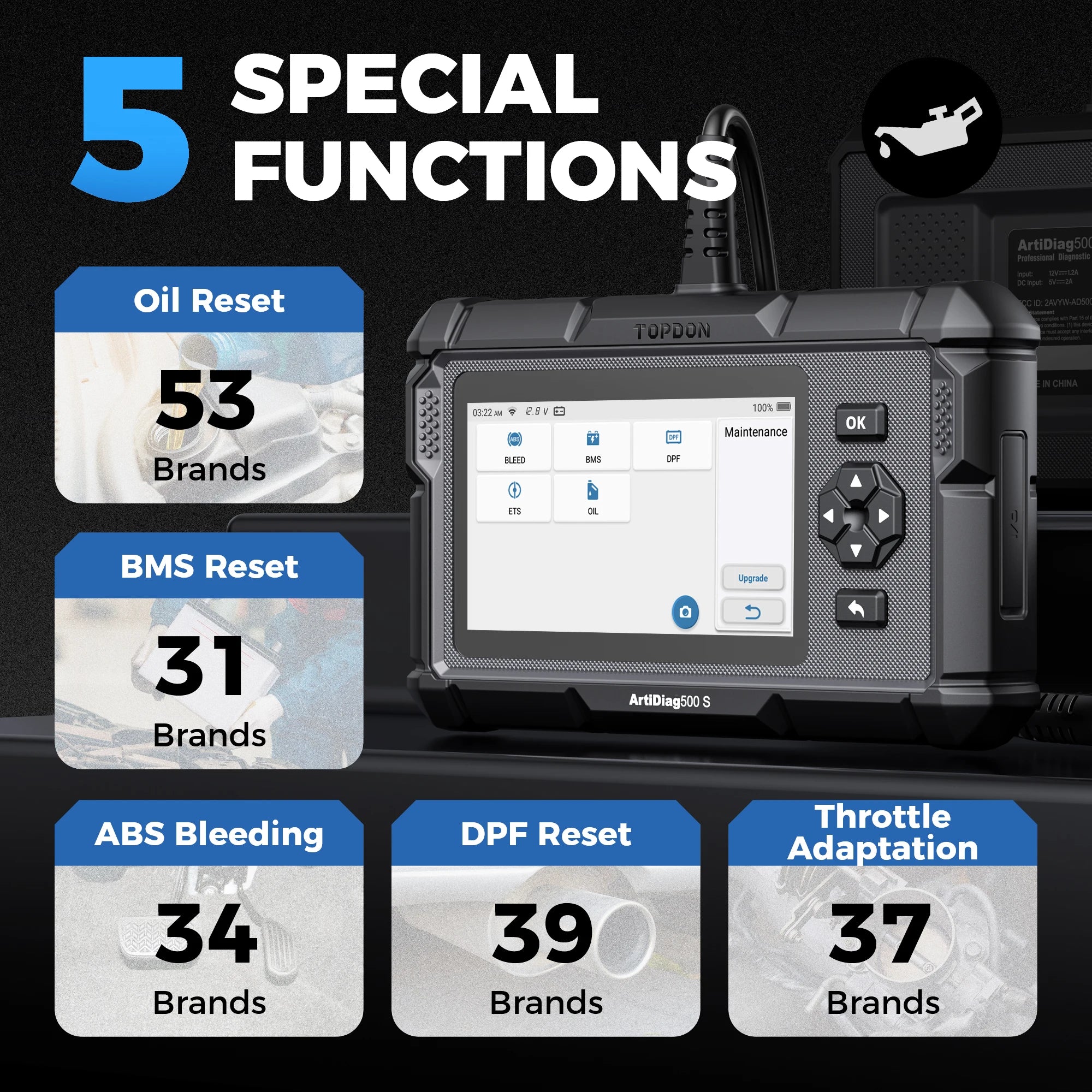 Topdon ArtiDiag500 | Full OBD2 Diagnostic Scanner - Engine, ABS, SRS & Transmission