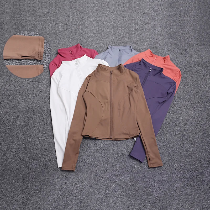 Women's Zip-Up Sport Jacket – Long Sleeve Yoga & Gym Coat