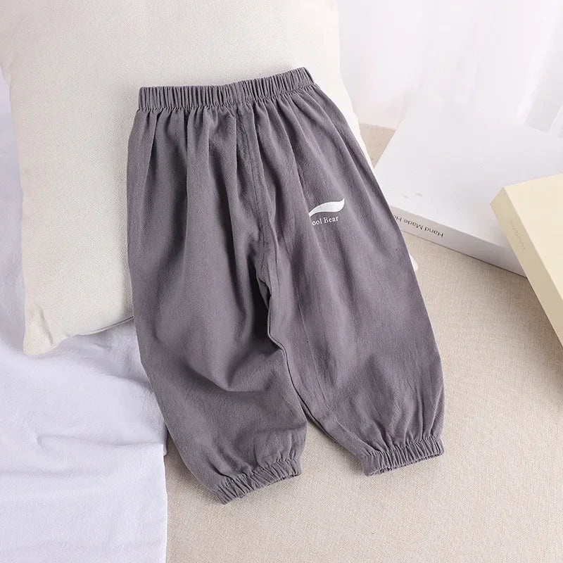 2024 New Children's Pants Summer Baby Boys and Girls Trousers Cotton and Linen Pants