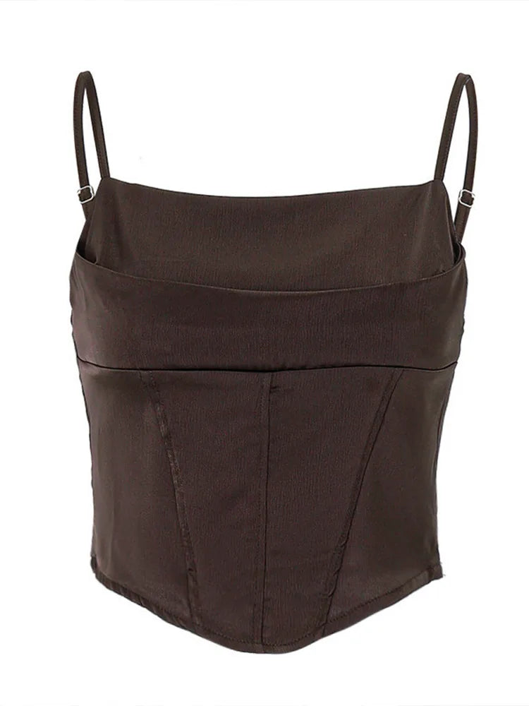 Women’s Crop Top – Spaghetti Strap, Backless Bandage, Lace‑Up Party Style