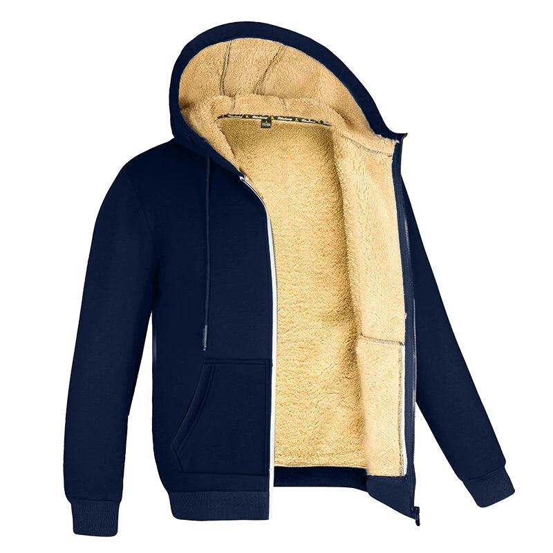Winter Lambswool Jacket – Thick Warm Fleece, Hooded Zip, Unisex