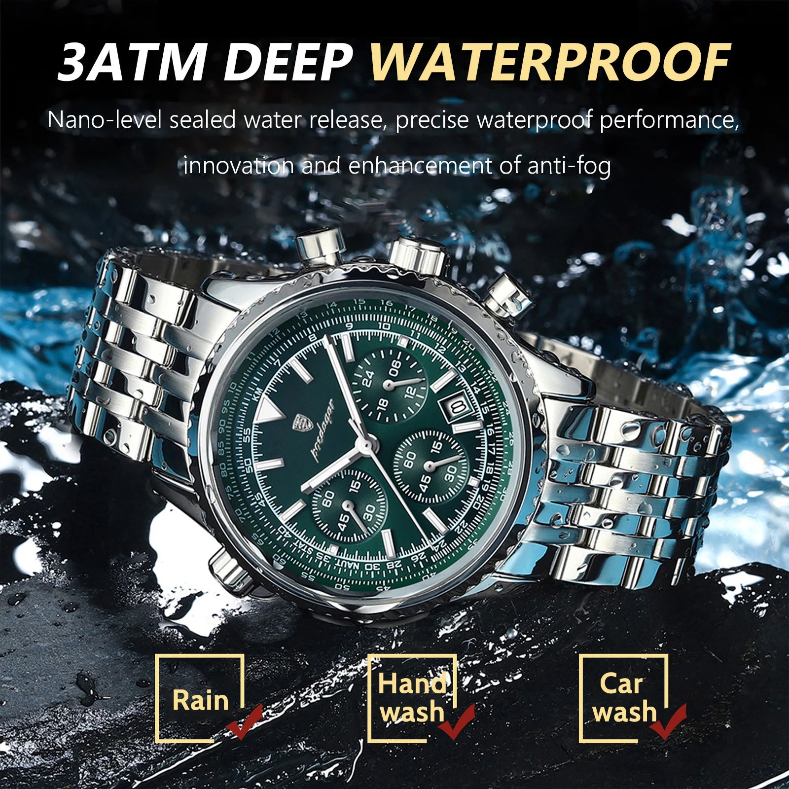 POEDAGAR Luxury Watches For Man Date Chronograph Stainless Steel Sport Men Watch Waterproof Luminous Quartz Military Men's Watch