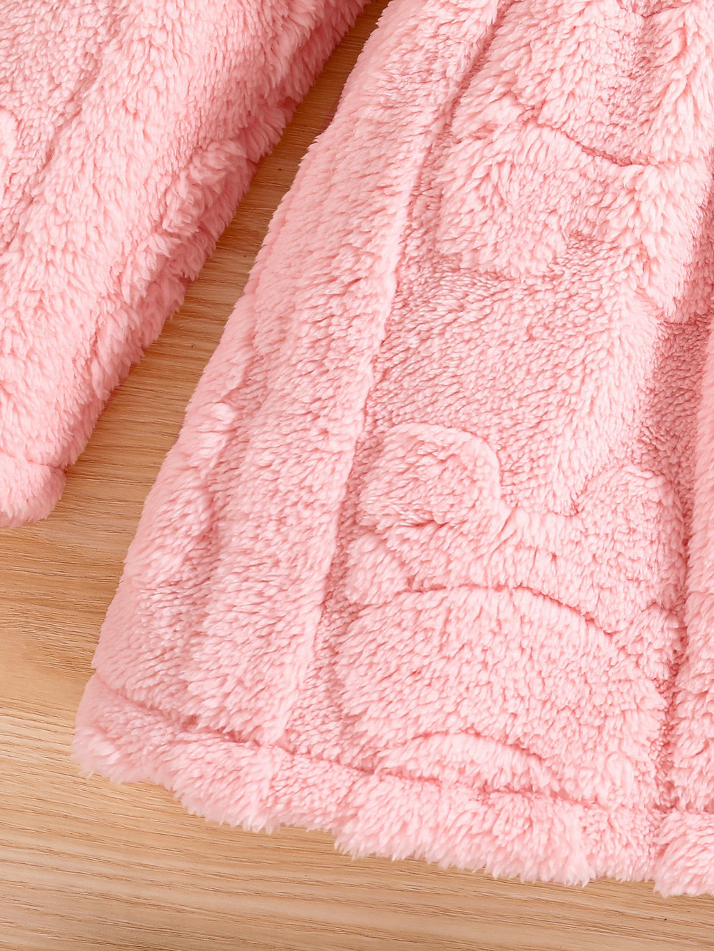 Girls' Pink Velvet Hooded Coat – Warm Casual Zip-Up Jacket (4–8Y)