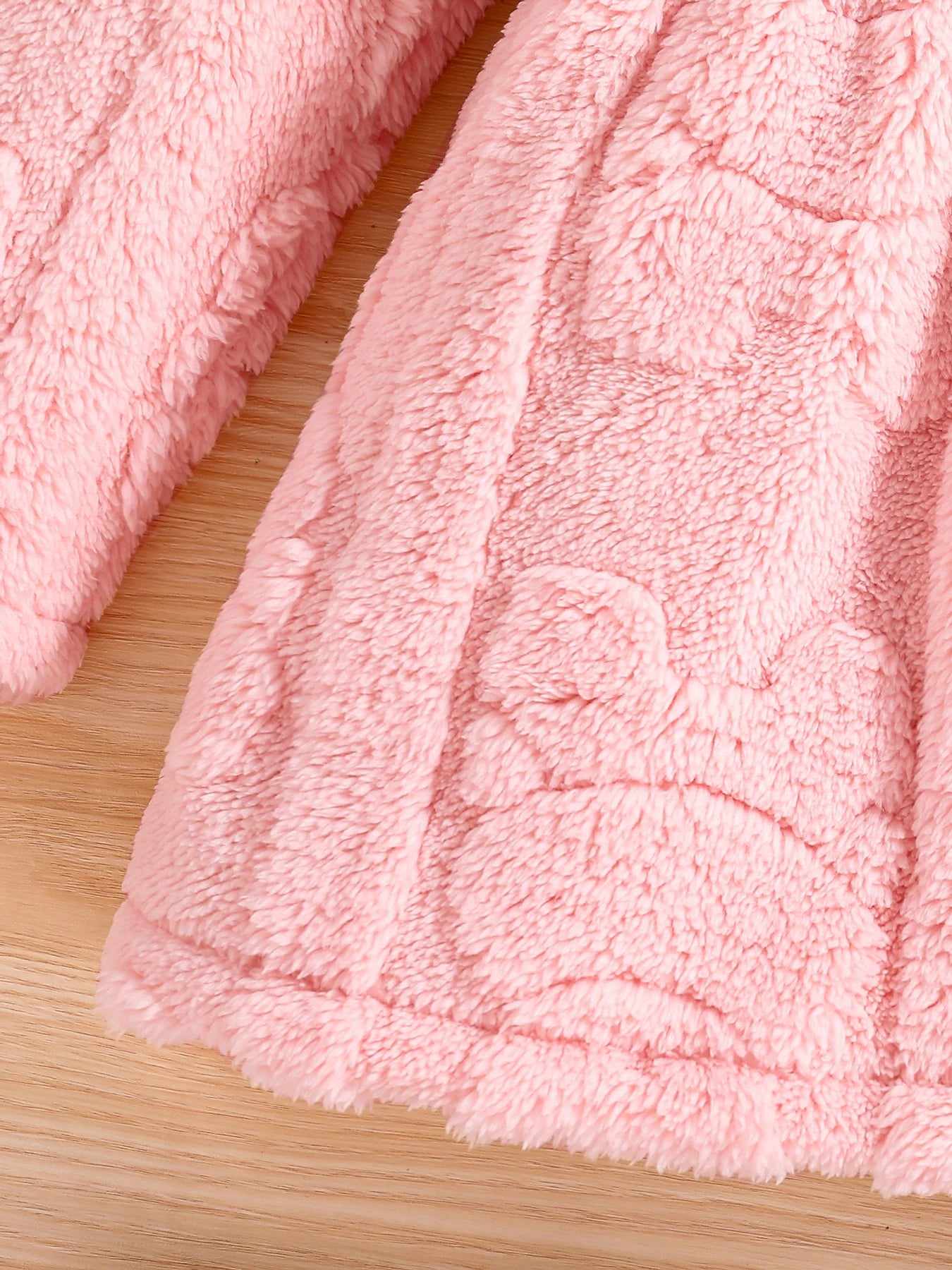Girls' Pink Velvet Hooded Coat – Warm Casual Zip-Up Jacket (4–8Y)