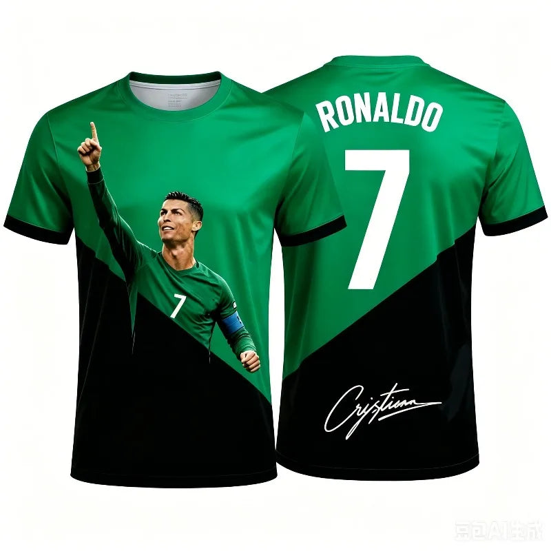2026 New Cristiano Ronaldo Portugal Team Full-Color Print T-Shirt, Signature Style, Unisex Fan Sports Casual Short-Sleeve