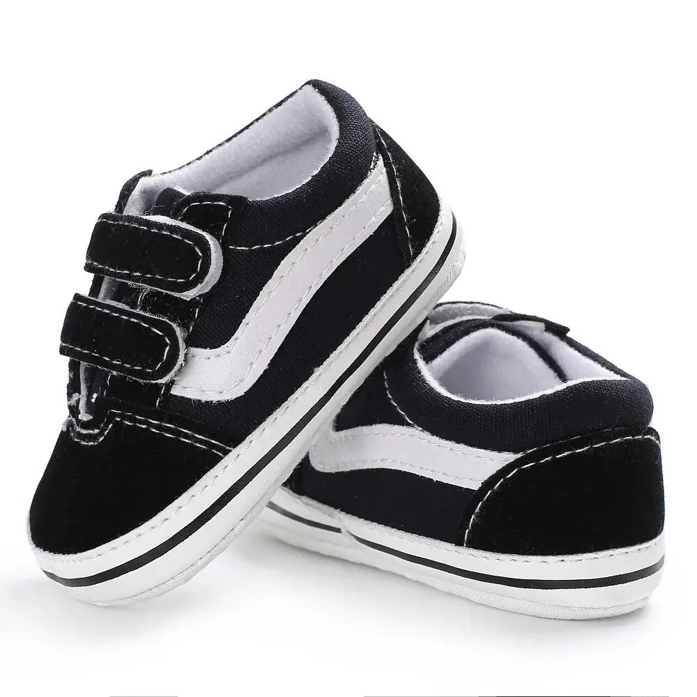 Baby Canvas Sneakers – Classic Stripe Anti-Slip First Walkers, Unisex (0–18M)
