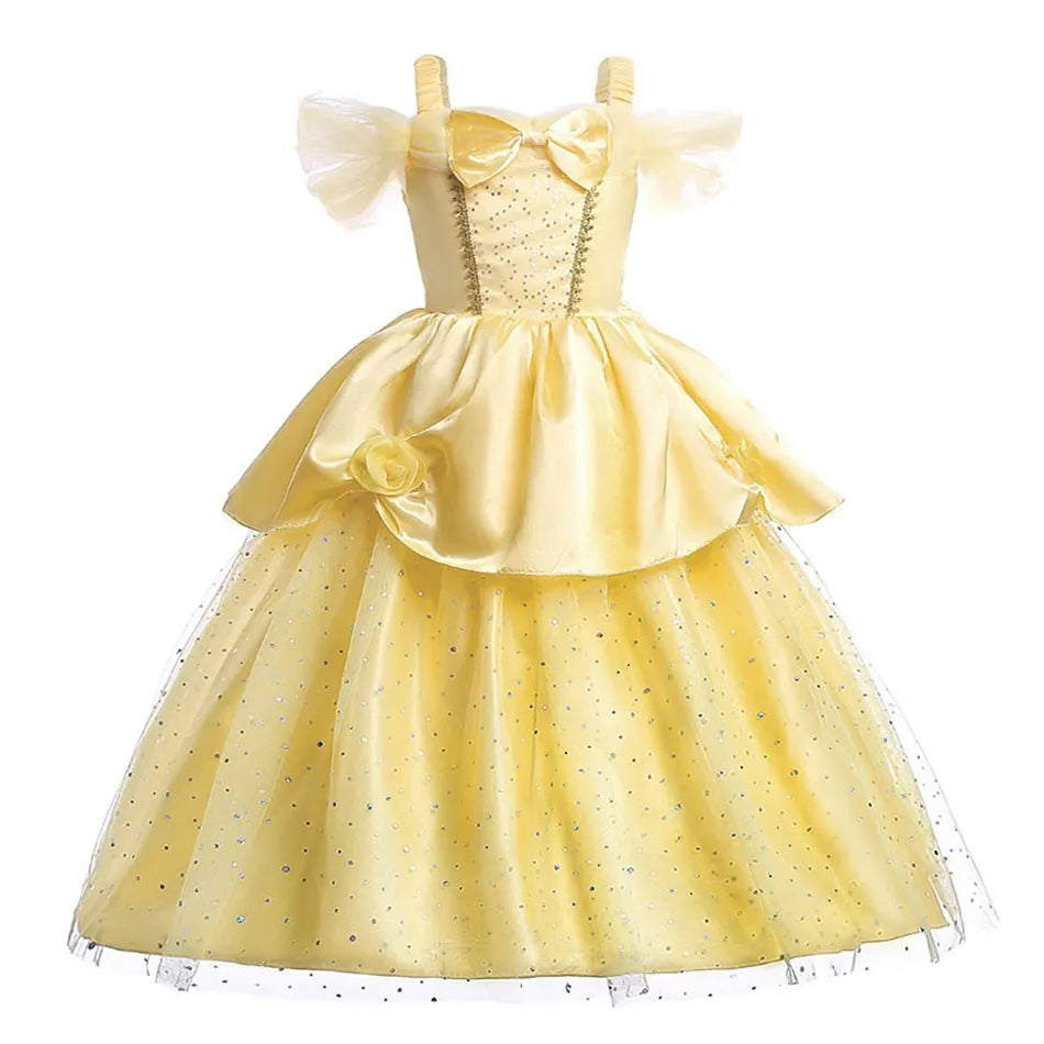 Girls' Disney Princess Costume Dress – Elsa, Belle, Rapunzel & More (3–10T)