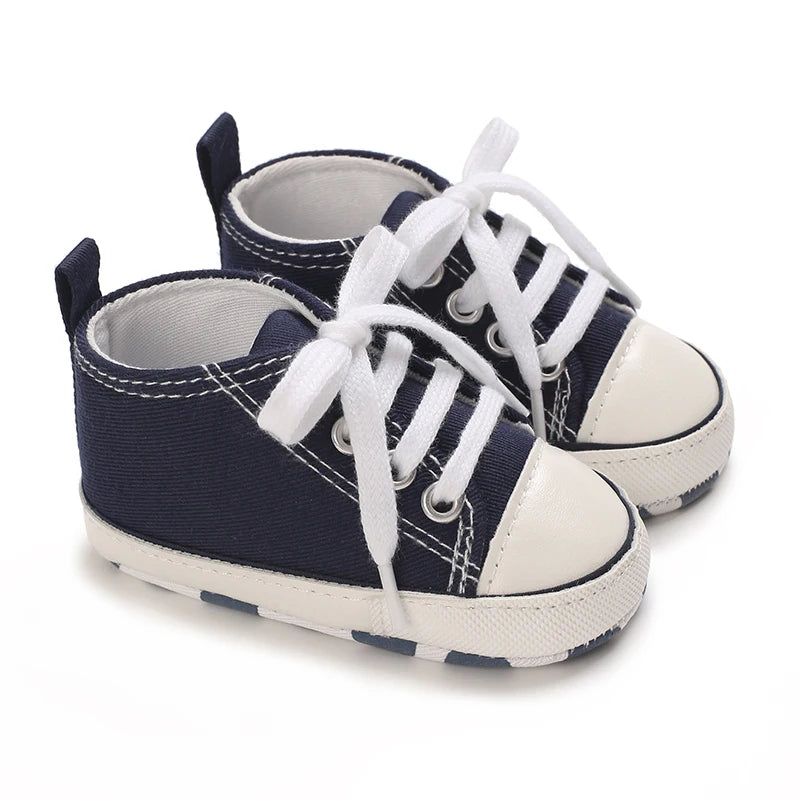 Baby Canvas Sneakers – Star Print Anti-Slip First Walkers (0–18M)