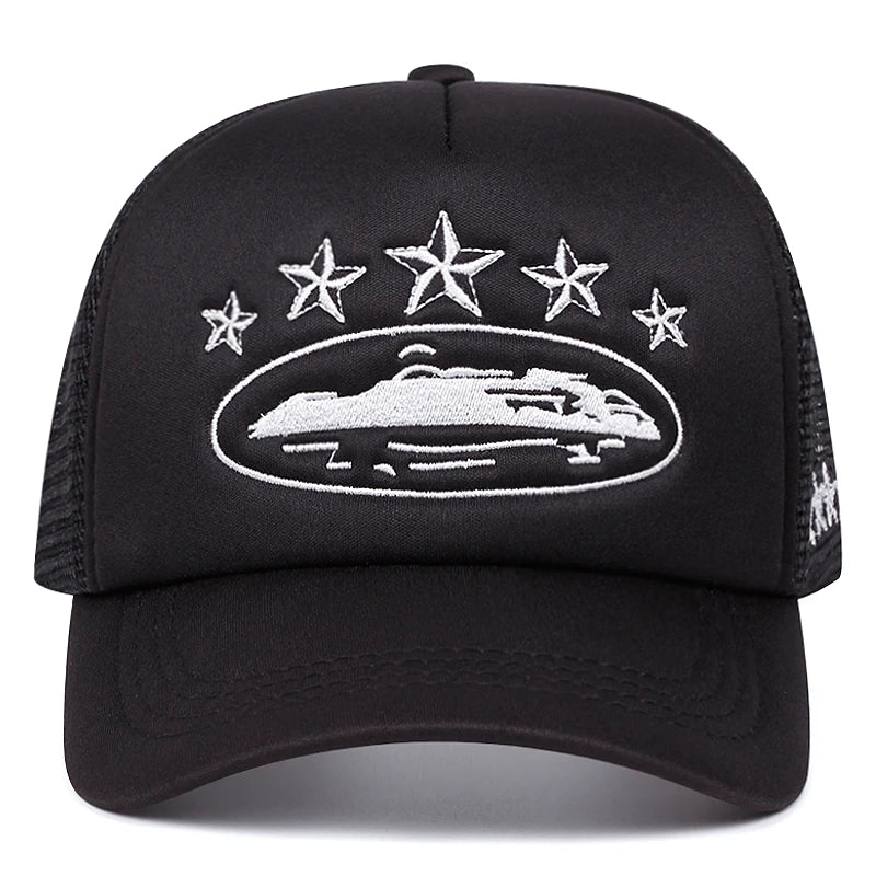 New Five Star Mesh Hat Men's Street Hip Hop Hat Women's Outdoor Sunshade Hat Cycling Skateboard Hat Daily Wearing Baseball Hat
