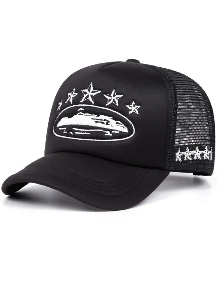 New Five Star Mesh Hat Men's Street Hip Hop Hat Women's Outdoor Sunshade Hat Cycling Skateboard Hat Daily Wearing Baseball Hat