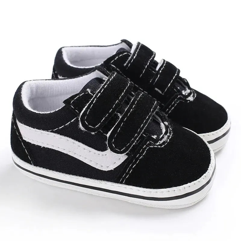Baby Canvas Sneakers – Classic Stripe Anti-Slip First Walkers, Unisex (0–18M)