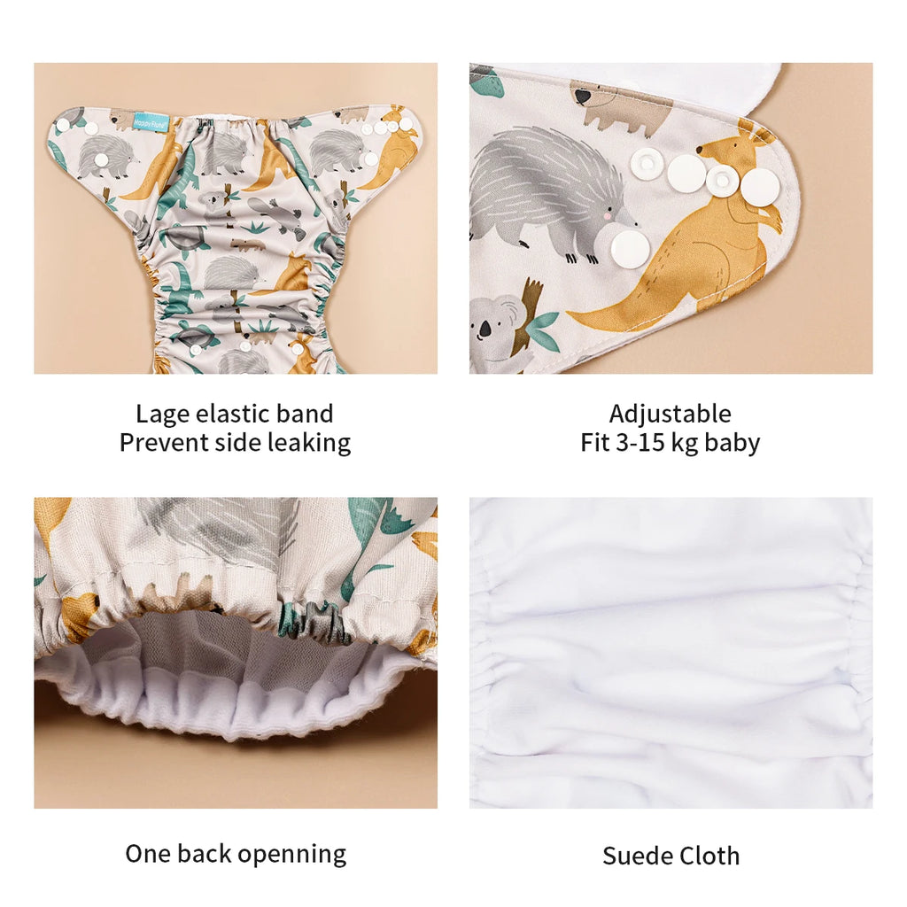 Reusable Pocket Diapers 3-Pack – Washable Adjustable Baby Nappy Cover (3–15 kg)