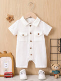 Baby Solid Cotton Short Sleeve Romper – Unisex Summer Jumpsuit (1–3Y)