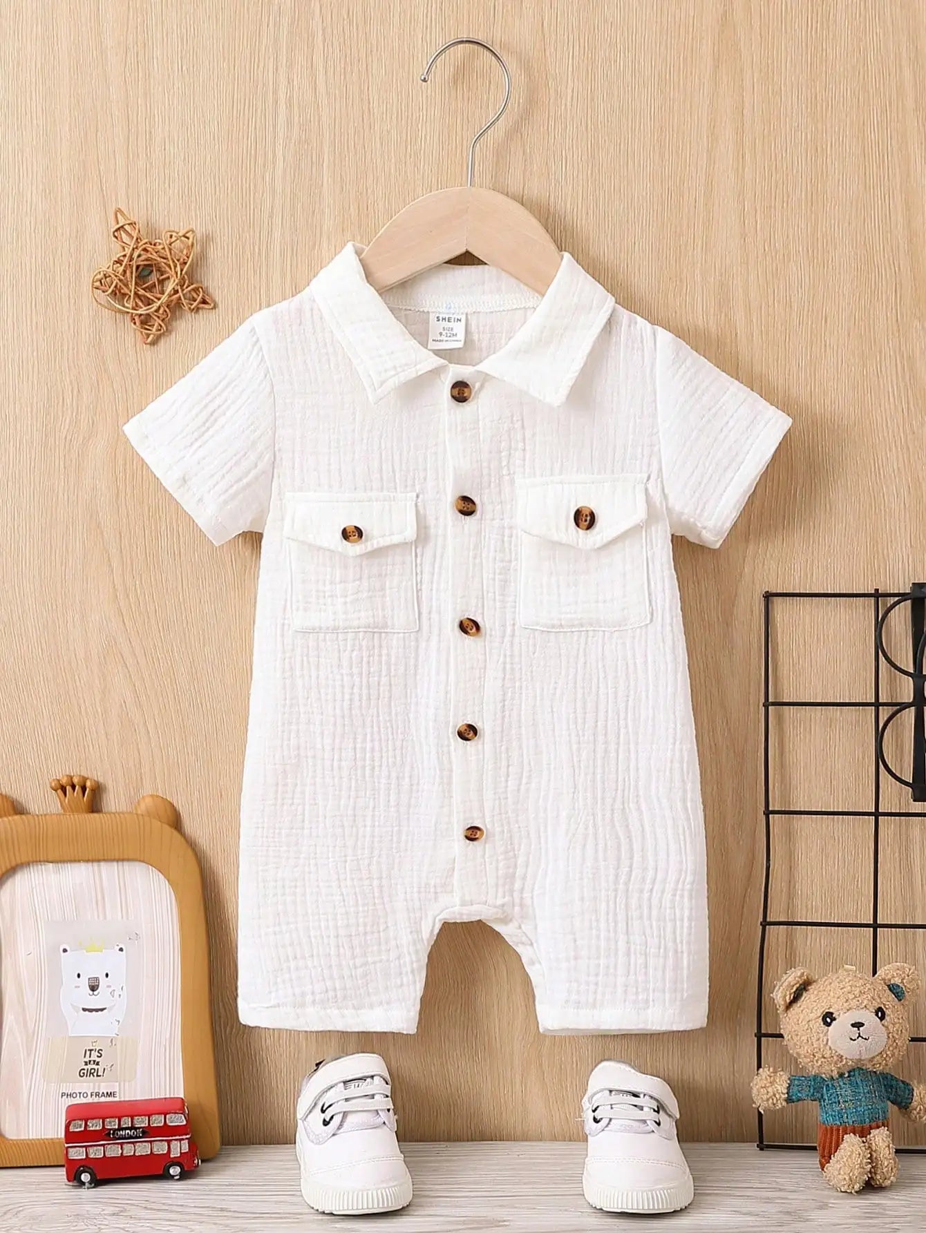 Baby Solid Cotton Short Sleeve Romper – Unisex Summer Jumpsuit (1–3Y)