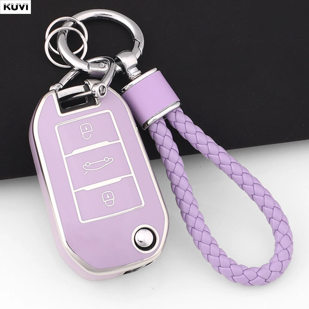New TPU Car Key Case Cover For Peugeot 208 308 408 508 2008 3008 4008 5008 For Citroen C3 C4 CACTUS C6 C8 Protected Shell Fob