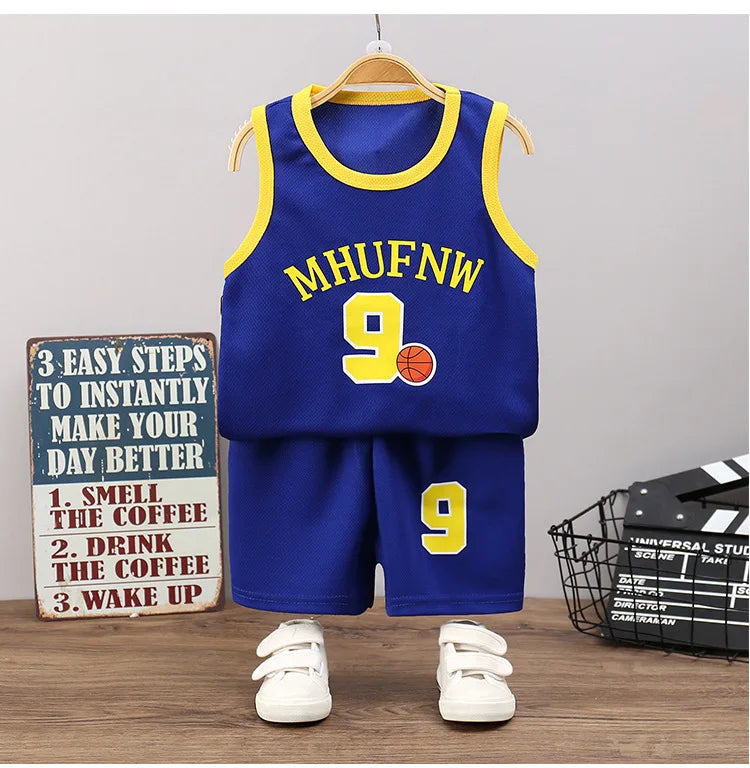Kids' Summer Sports Set – Sleeveless Tank Top & Quick-Dry Shorts, Basketball Style