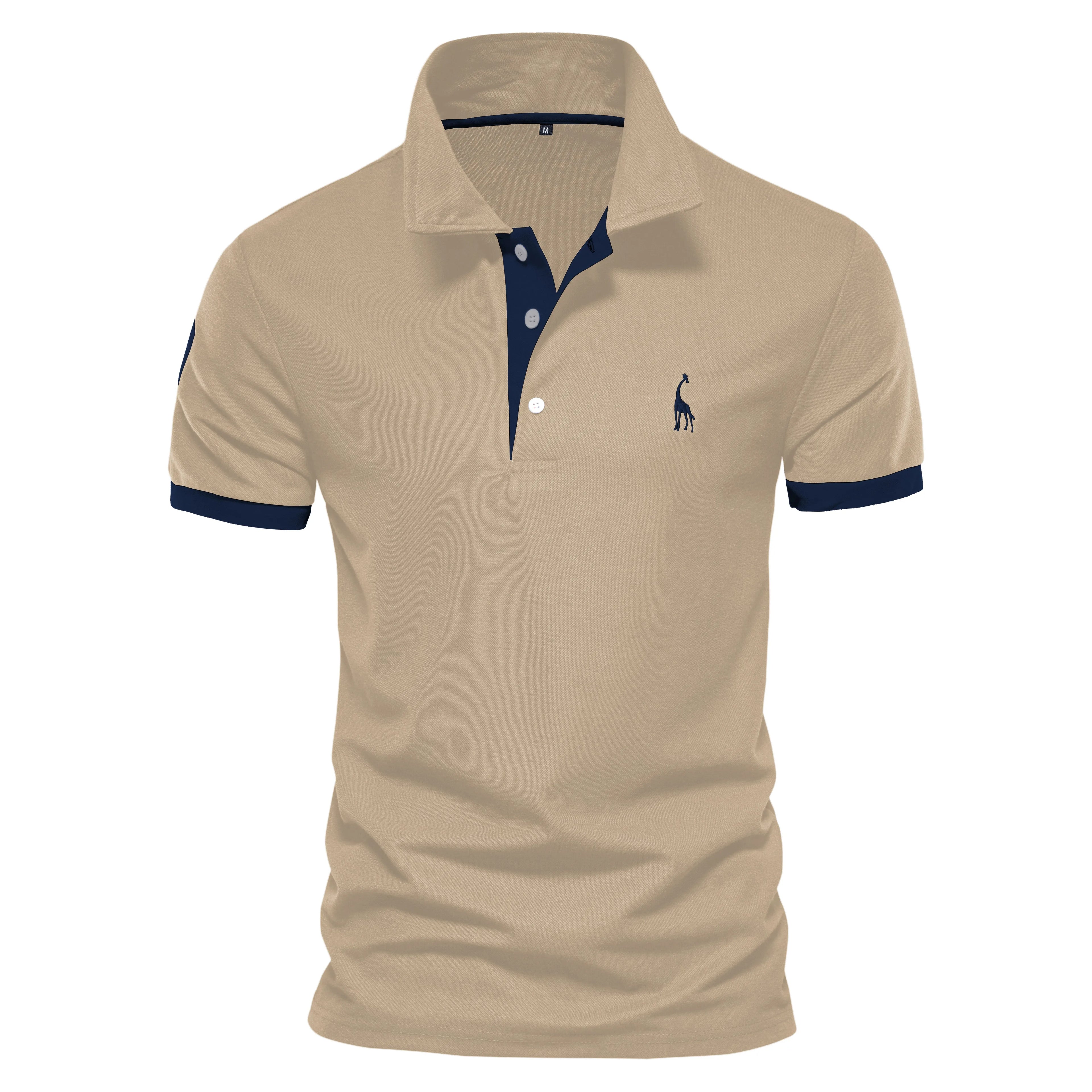 Dropshipping Polo Giraffe Shirt Men Quality Embroidery Summer Short Sleeve Polo Casual Business Social Mens Polos BR Size