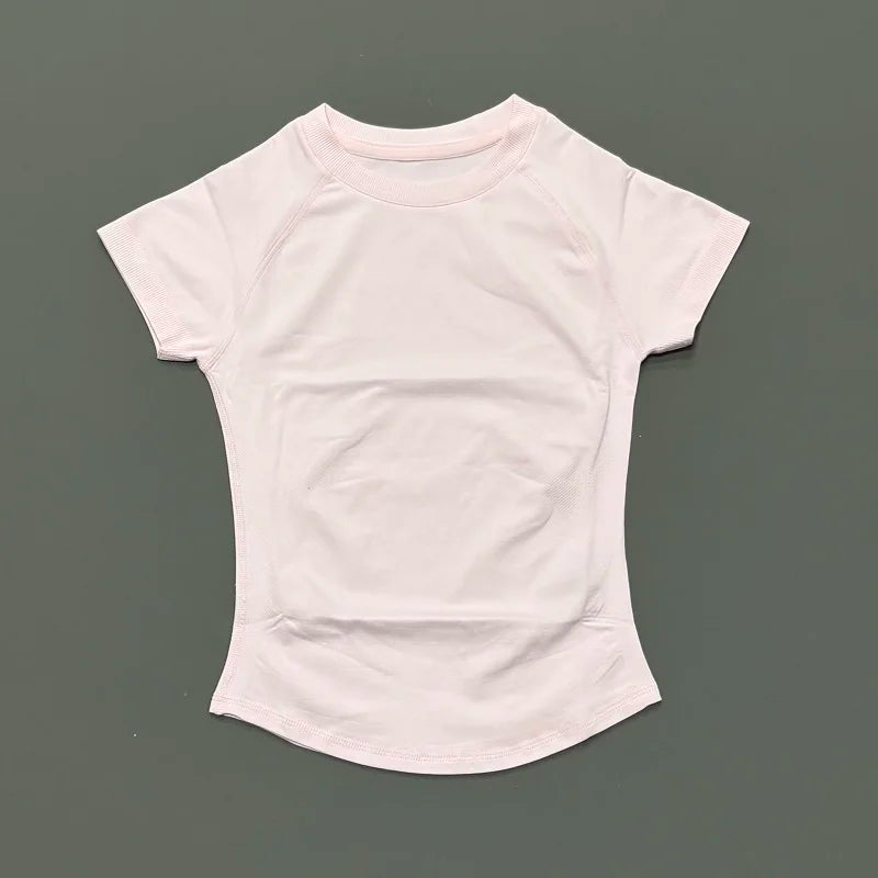 Short Sleeve Seamless Yoga Top Women Quick Dry Breathable Slim Fit Workout Gym Running Fitted Sports T-Shirt Activewear