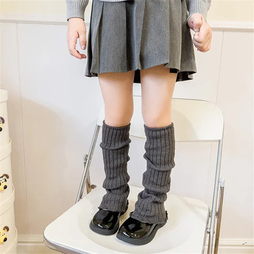 Girls' Knitted Leg Warmers – Soft Long Socks for Kids Ages 3–12