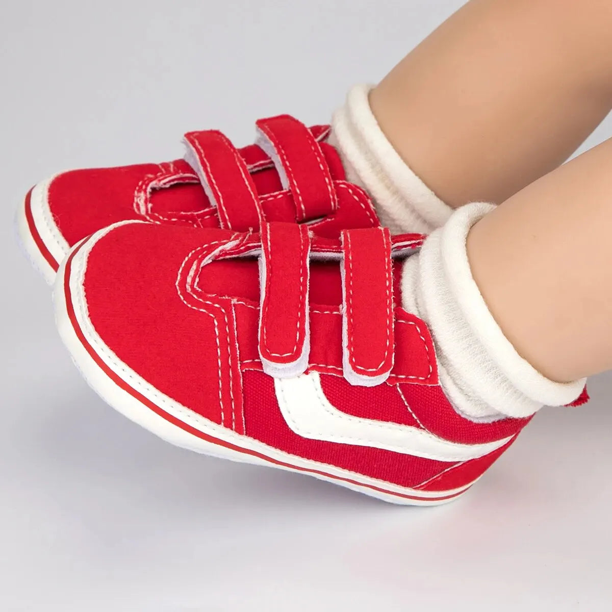Baby Canvas Sneakers – Classic Stripe Anti-Slip First Walkers, Unisex (0–18M)