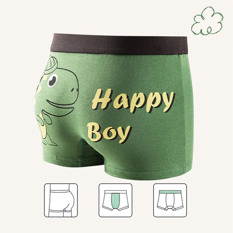 Boys' Cotton Boxer Briefs 4-Pack – Fun Print Kids Underwear (Ages 3–14)