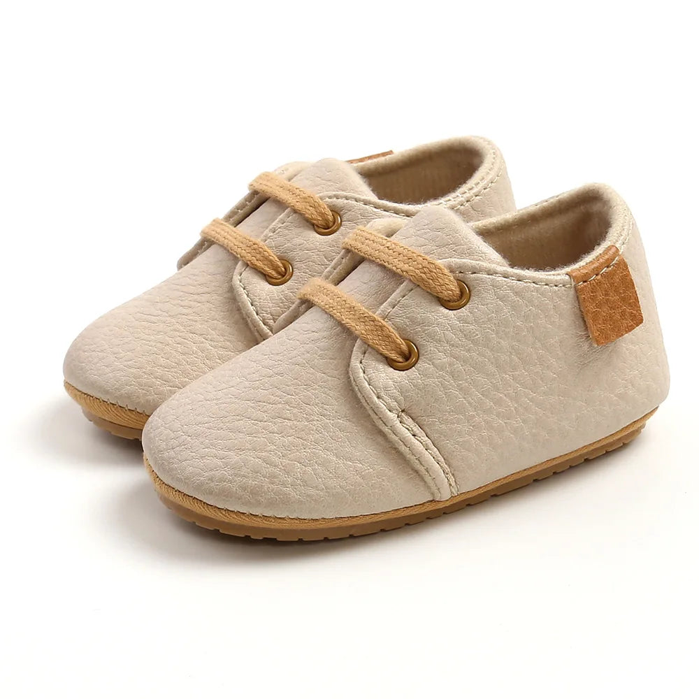 Baby Sports Shoes – Retro PU Leather Anti-Slip Moccasins (0–24M)
