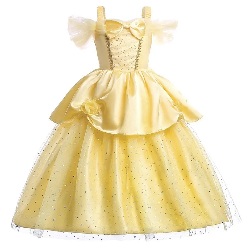 Girls' Disney Princess Costume Dress – Elsa, Belle, Rapunzel & More (3–10T)