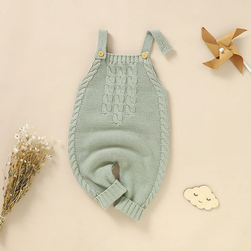 Infant Knit Sleeveless Romper – Solid Color Unisex Jumpsuit (0–18M)