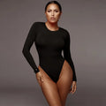 Women’s Bodysuit – O‑Neck, Long Sleeve, Solid Color Casual Top