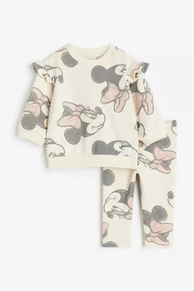 Girls Autumn Costume Suits Cute Sweatshirt Cartoon Long Sleeve Tops Sweatpants Two Piece Children New Casual Loose Tracksuits