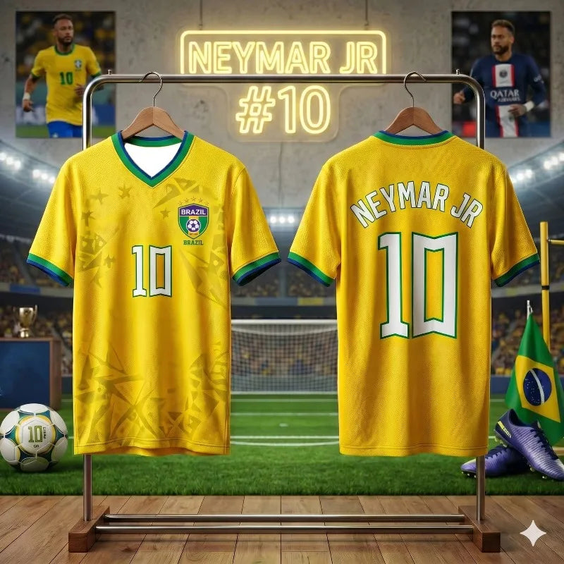 Brazil Neymar Jr #10 Soccer Jersey MenWomen National Team Football Shirt New Short Sleeve Fans Casual Streetwear Sportswear Tops